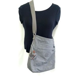 Kipling Crossbody Purse Tote Grey
